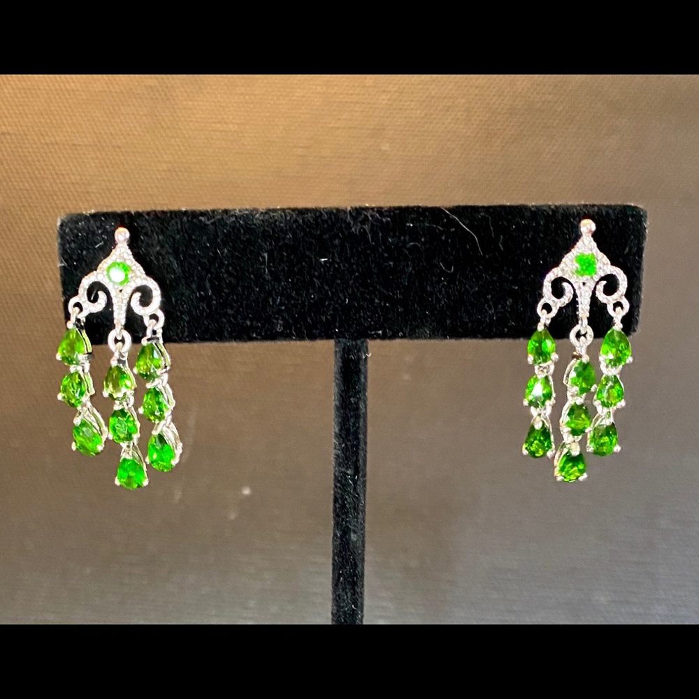 Chrome diopside chandelier earrings